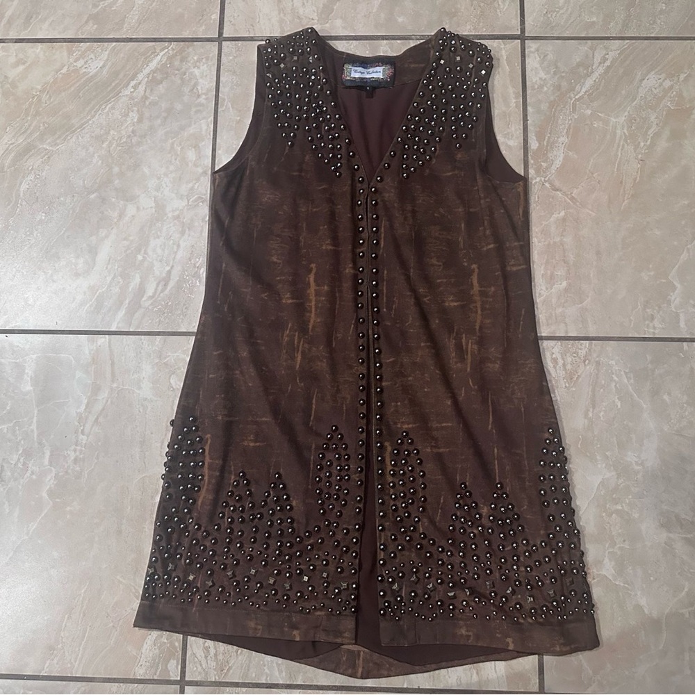 Brown Studded Vintage Collection Vest Size S